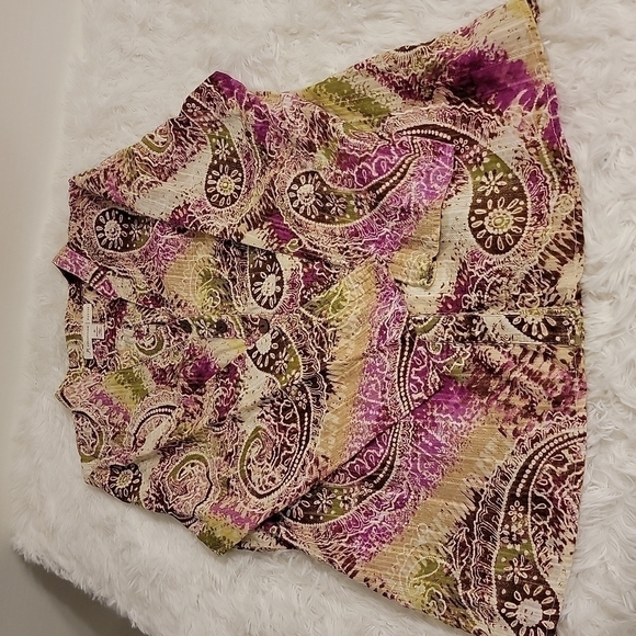 JM Collection Paisley Button-up Top Size 4p - Picture 7 of 13